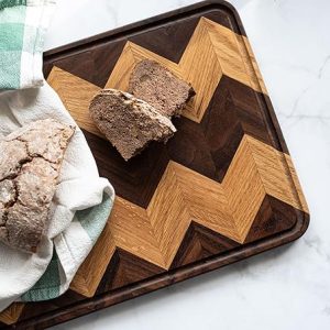 Premium European Oak and Walnut Combination Handmade Cutting Board Oiled