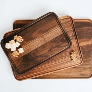 Set of 3 Natural European Walnut Wood Handmade Cutting Boards Oiled