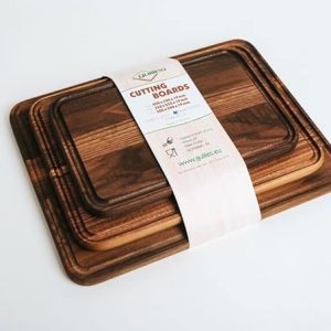 Set of 3 Natural European Walnut Wood Handmade Cutting Boards Oiled